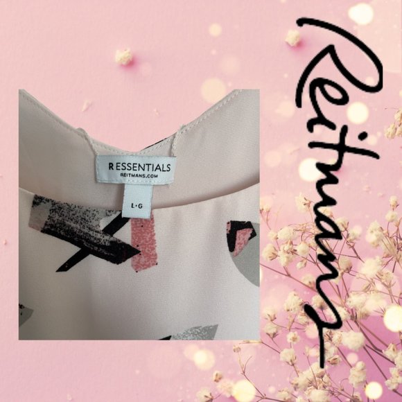 Reitmans Large Pink blouse w/ geometric pattern - Picture 4 of 5
